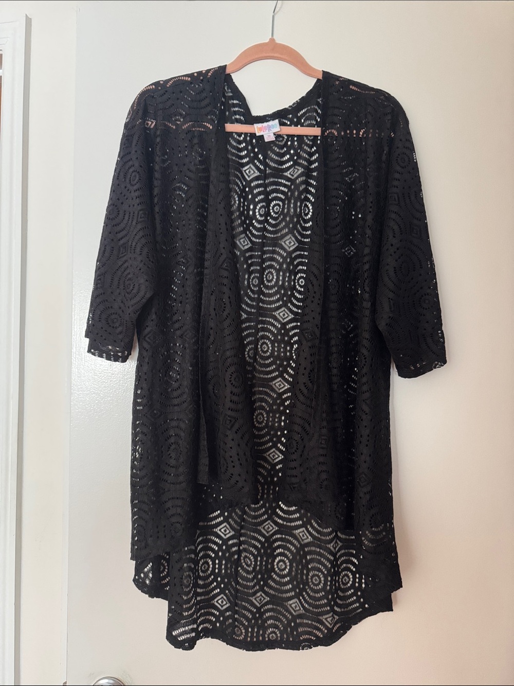 LuLaRoe Black Crochet Lace Kimono Cardigan